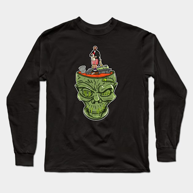 Shrunken Zombie Long Sleeve T-Shirt by BigThunderDesigns